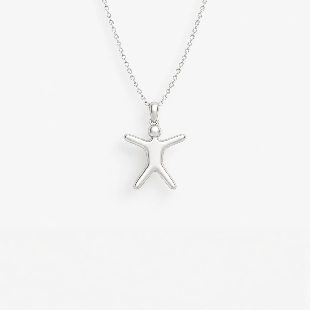 Joyful Spirit Pendant in 925 sterling silver, hanging from a fine chain
